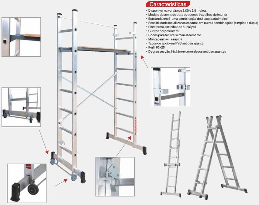 ANDAIME MOVEL EM ALUMINIO 2.00M